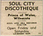 Tamworth Herald – 24/05/68 - Soul City Discotheque - Prince of Wales, Wilnecote - Songs from 7.30pm every Friday and Saturday
