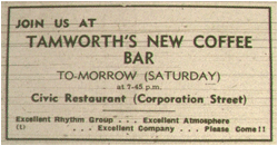 01/02/69 - Join Us at Tamworth’s New Coffee Bar, Rhythm Group, Civic Restaurant