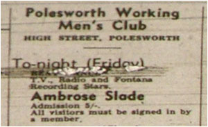 11/07/69 - Ambrose Slade, Polesworth Working Mens Club