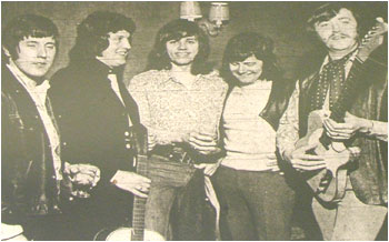 Our picture shows (from left to right) Tony Lewis, formerly with Ronnie and the Renegades, Sid Treadmill, who now plays with Cinnamon Quill, Bev Bevan, now drummer with the Move, Ronnie Smith, formerly leader of Ronnie and the Renegades and Tamworth’s Phil Ackrill, who played with Denny Laine and the Diplomats.