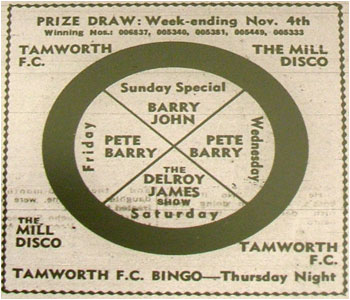 Tamworth Herald – 10/11/72 - The Mill Disco, Tamworth Football Club, DJ - Barry John