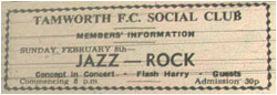 08/02/76 - Jazz Rock, Concept, Flash Harry and Guests, Tamworth FC Social Club