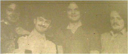 Caption: Flash Harry heading Stateside. From left: Steve Birch, Rob Horne, Trevor Muglestone and Tony Lakin.