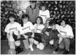 BASH OUT THE ODD at the Bull & Gate in Kentish Town, London, October 1989. Mark Mortimer and Mark Brindley surrounded the "Bashettes" Photograph by Robin Bidgood.