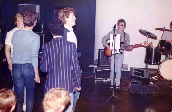 This is a pic of Mark Mortimer and drummer Steve Quilton at Tamworth Arts Centre in September 1983 at the first ever Dream Factory gig.
