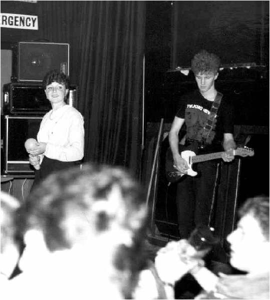 A black and white photo from the Dream Factory gig at Tamworth Arts Centre on September 9th, 1983.