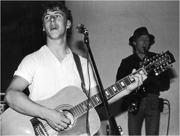 Lloyd Barnett (guitar) and Andy Codling (alto sax) at Tamworth Arts Centre in May 1984 with The Dream Factory.