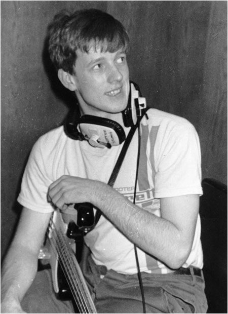 Mark Mortimer recording with the Dream Factory at UB40's Abbatoir Studios in October 1985. Photograph by Will Pickering.