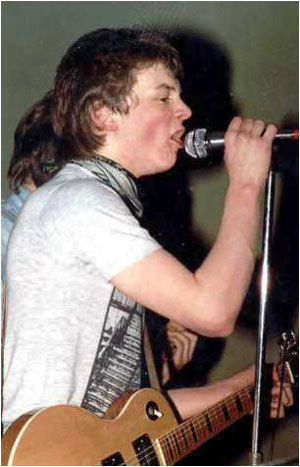 Matthew Lees and Andrew Baines on stage at Wigginton Village Hall with (Fetch) The Comfy Jigsaw in March 1981.