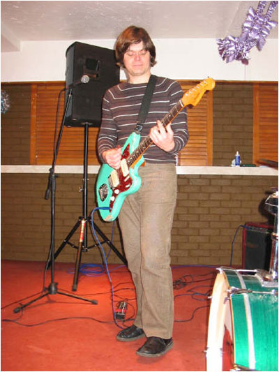 Andrew "Bam" Baines at the Fretz reunion gig, Christmas 2003 at Tamworth Rugby Club. Photo by Ian "Poge" Harding.