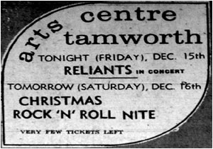 The posters for the gig were printed by Jed Moore in pink, yellow, blue and green. Ed and Vince spent many an hour paste brush and bucket in hand plastering the town, unwittingly covering Flash Harry posters.