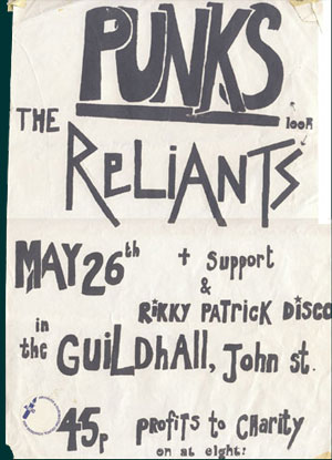 The poster for the one and only Reliants v2 gig.