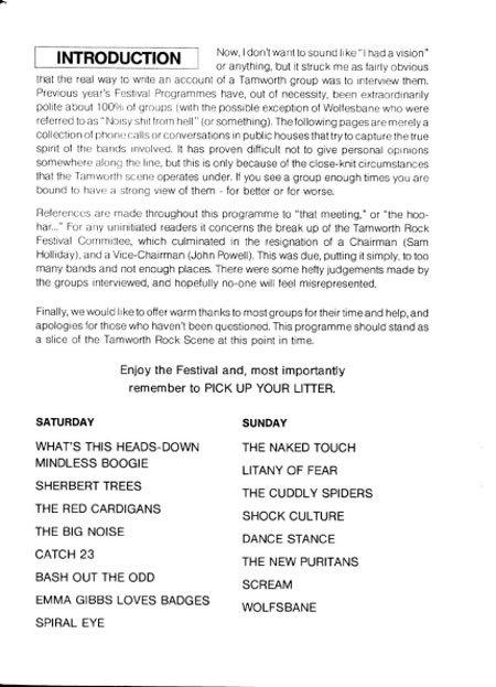 Tamworth Rock Festival : 1990 : Programme