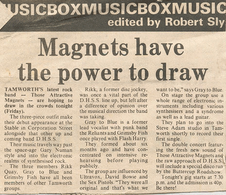 Preview of the first Those Attractive Magnets gig - May 23rd 1980.